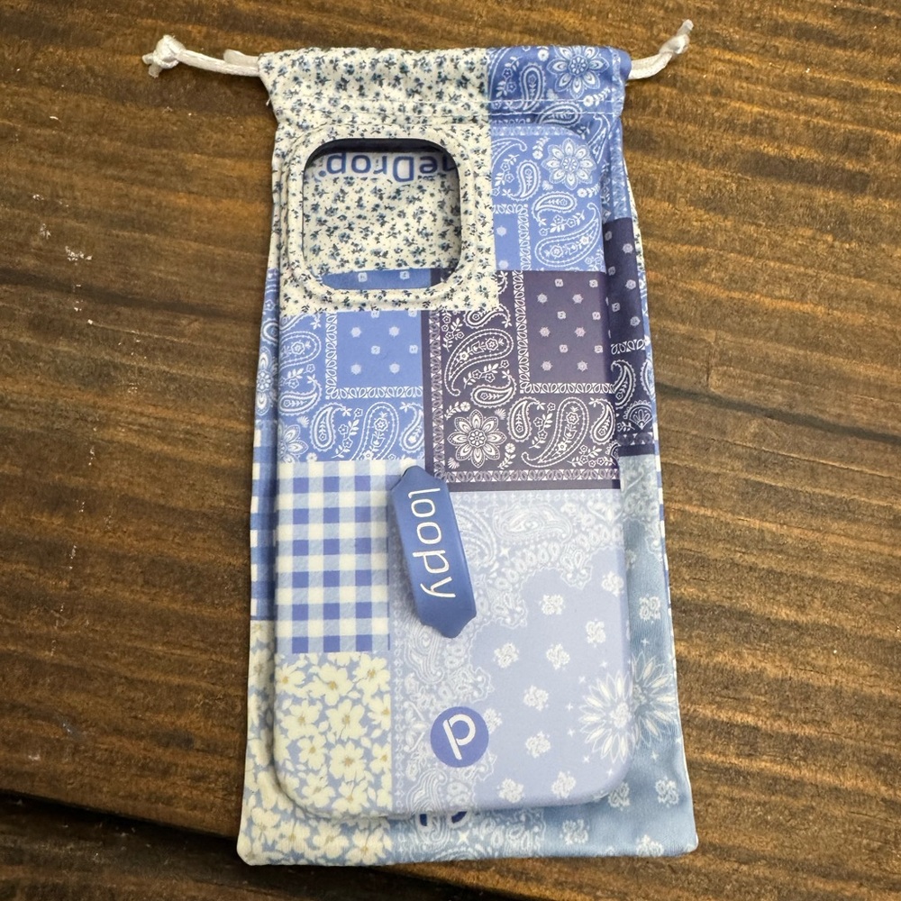SOLD Loopy Case Blue Patchwork iPhone 15 Pro Max Case